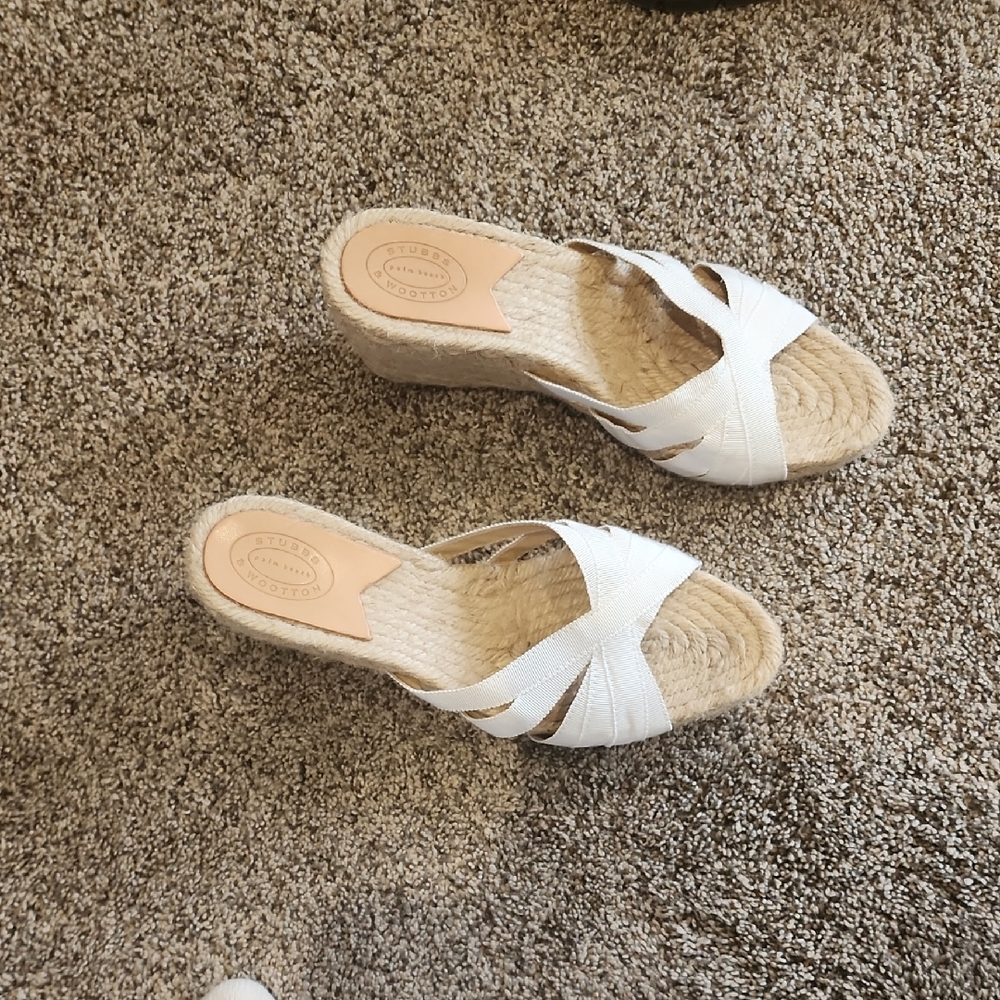 Stubbs & Wootton White Espadrille Slides